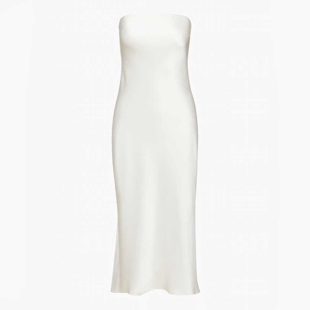 Aritzia Charmaine Satin Dress Light Birch